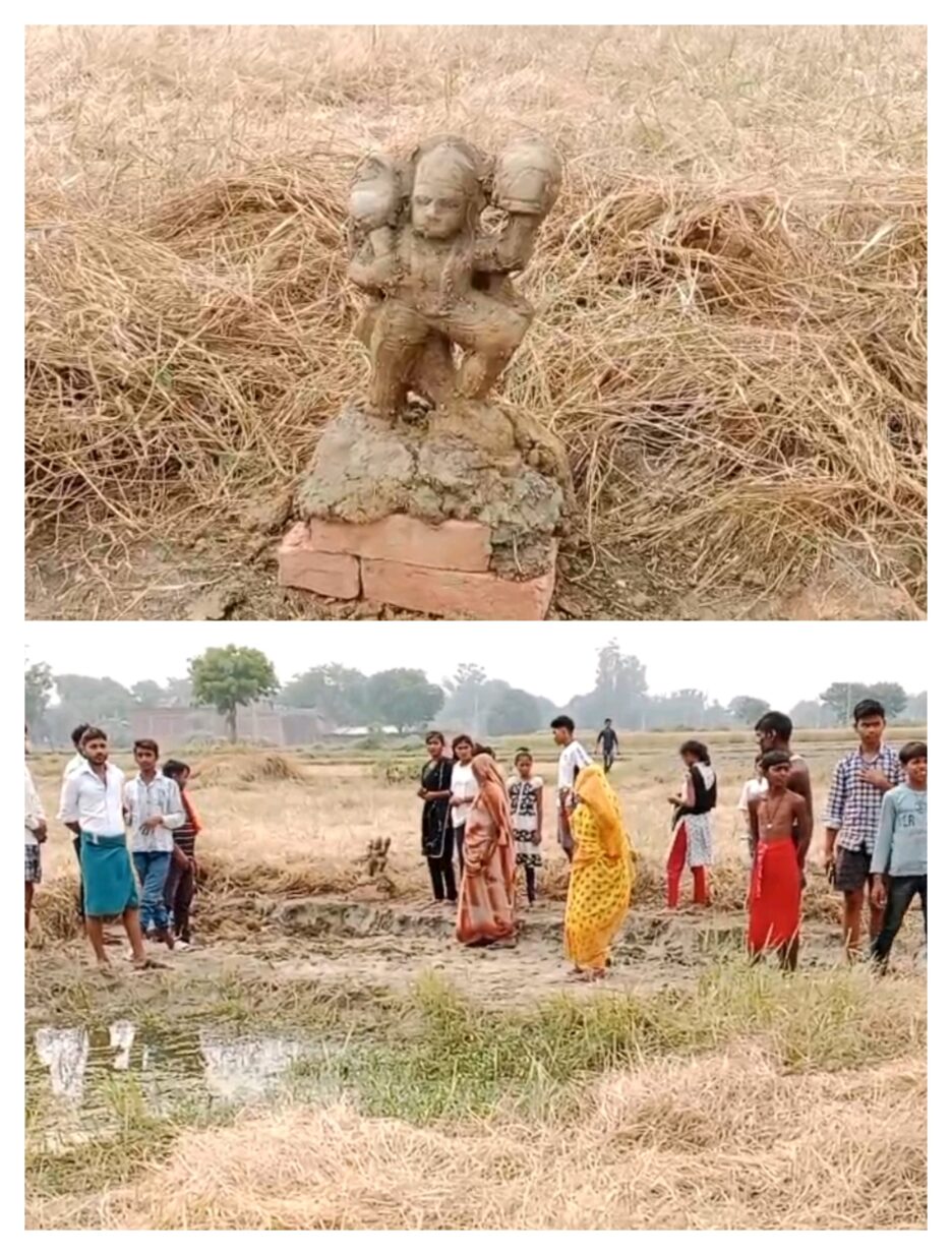 मिट्टी की खुदाई के दौरान निकली हनुमान जी की एक अति प्राचीन मूर्ति,ग्रामीणों ने शुरू की पूजा पाठ