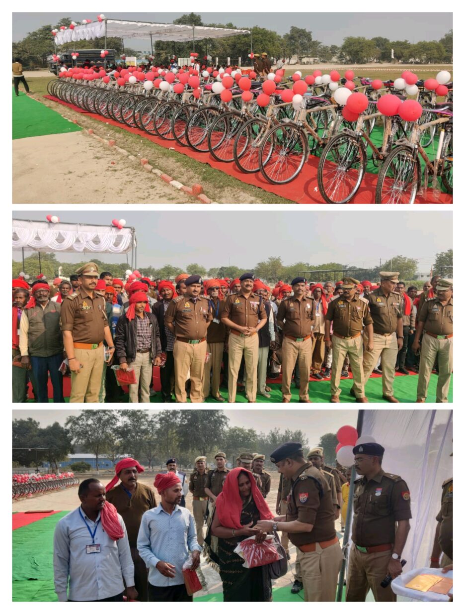 कौशाम्बी जिले के चौकीदार अब होंगे हाईटेक,अब व्हाट्सएप से थानों में देंगे सूचना,एसपी ने 107 ग्राम चौकीदारों को साइकिल और साफा किया वितरित