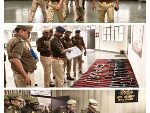 एसपी ने किया कोखराज थाना परिसर, कार्यालय अभिलेखों,मालखाना, हवालात,शस्त्रागार,सीसीटीवी व्यवस्था,बैरक,भोजनालय एवं साफ-सफाई का निरीक्षण