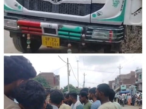 डंफर ट्रक की टक्कर से महिला और डेढ़ वर्षीय मासूम की मौत,भाई घायल