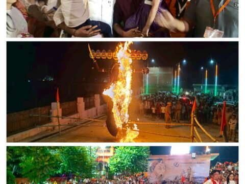 मंझनपुर में रामदल पर जगह जगह पुष्पवर्षा,श्रीराम ने किया रावण का वध,जय श्रीराम के जयघोष से गूंजायमान हुआ कस्बा